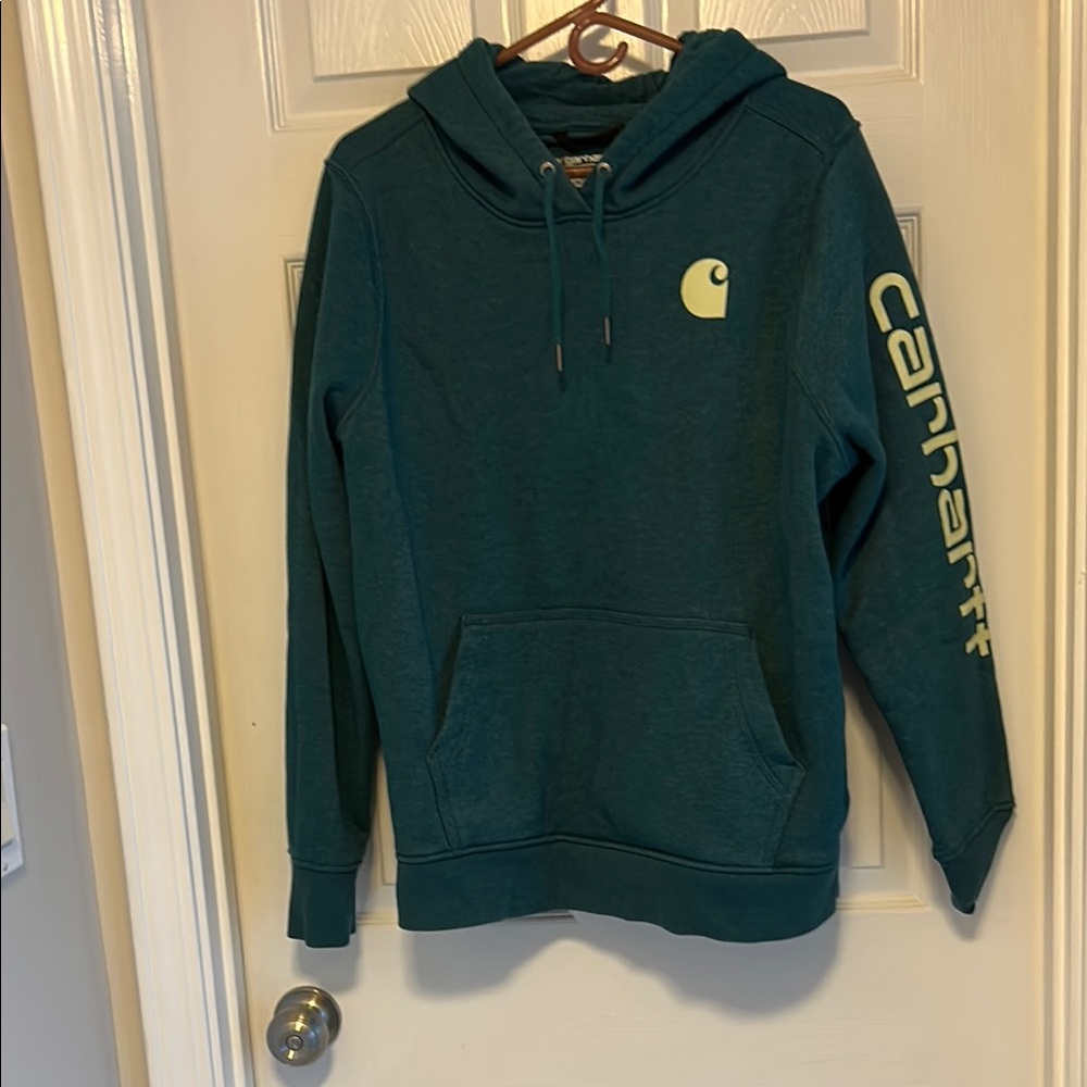 Carhartt Green Sweater with Logo and Sleeve Branding